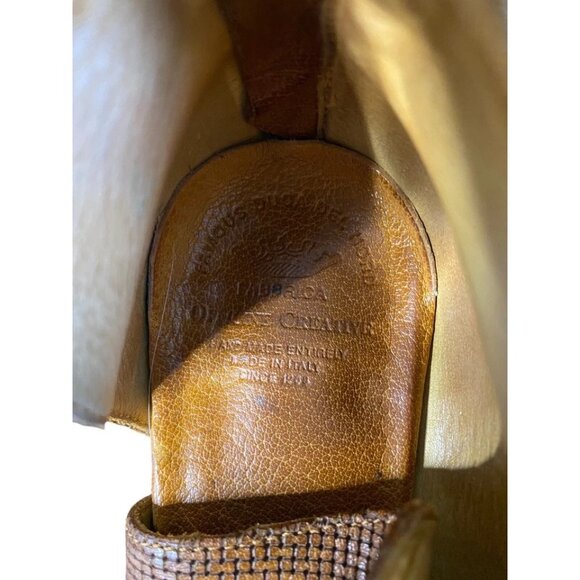 Officine Creative Woven Ankle Boots 40 US 10 Booties Shoes Brown Leather 2.5” - Picture 11 of 13